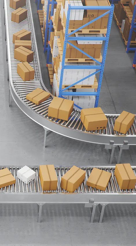 conveyor with boxes